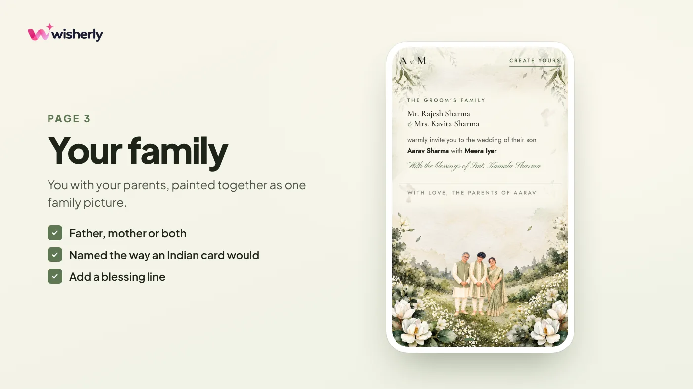 Page 3, Your family: the groom with his parents as one family picture